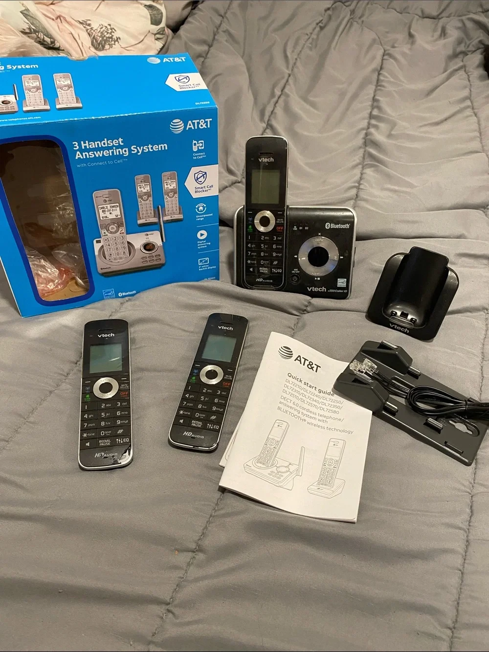 VTech 3-Handset Cordless Phone System with Bluetooth - Black